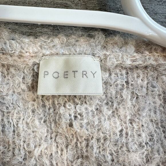 Poetry Alpaca Blouce Knit V-Neck Sweater Pink Purple Cream size 2 - Picture 3 of 7